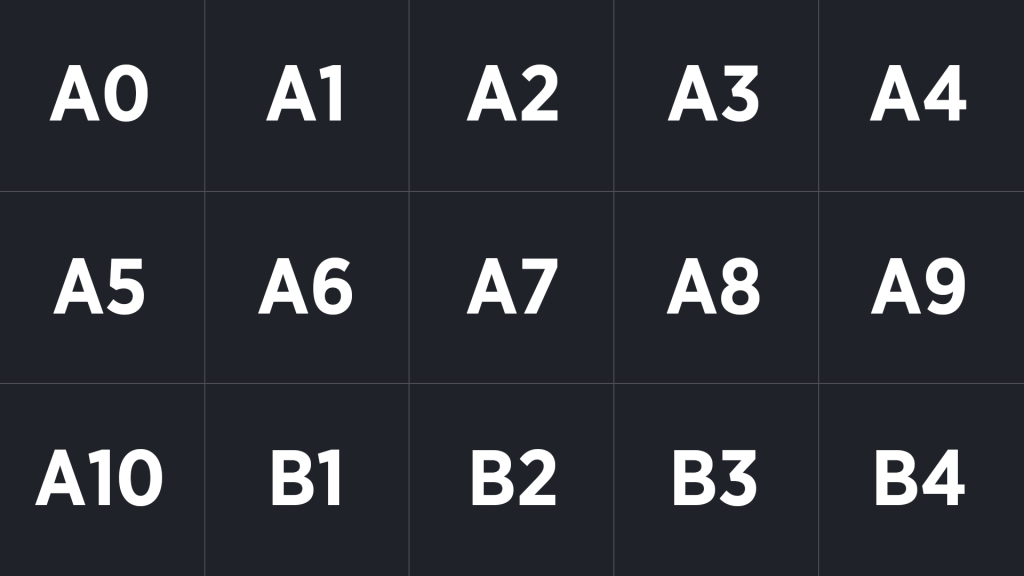 International Paper Sizes A0, A1, A2, A3, A4, A5, A6, A7, A8, A9, A10