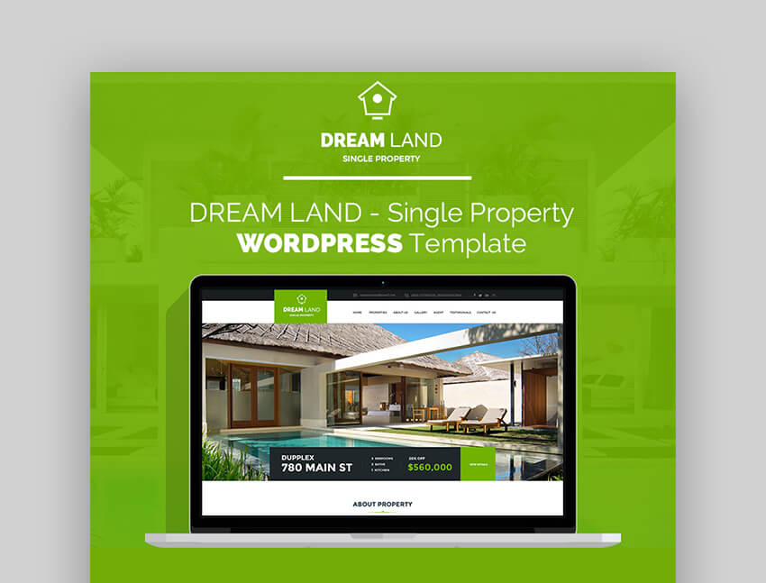 Dream Land Single Property Real Estate WordPress Theme