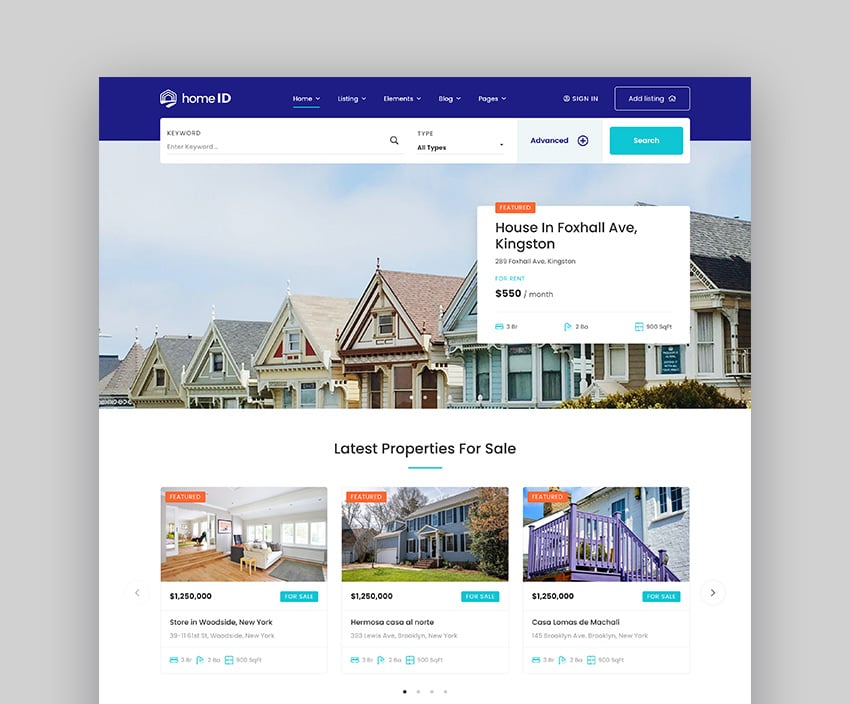 HomeID Responsive Real Estate Theme for WordPress